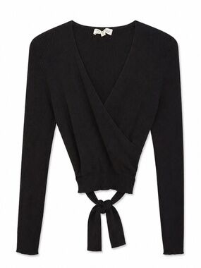 Limited Collection Long-Sleeve Ribbed Wrap Cropped Sweater – Large EUC